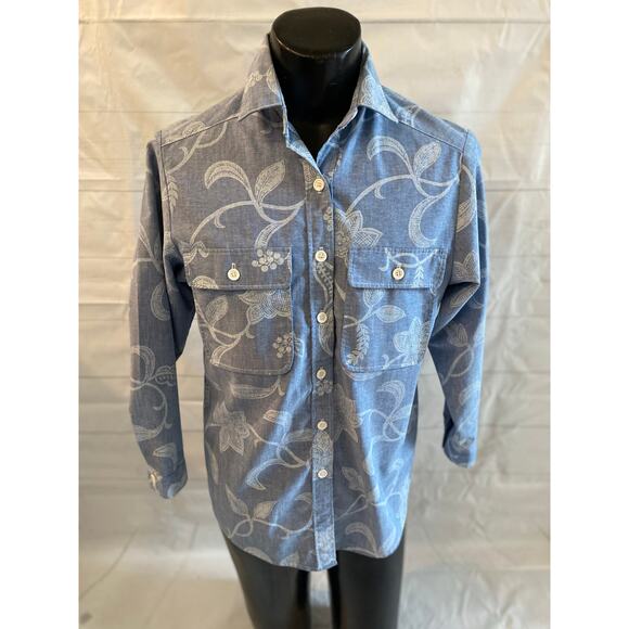 Russ French Floral Button Down Long Sleeve Shirt Union Made Women’s Large? *READ - Picture 1 of 7